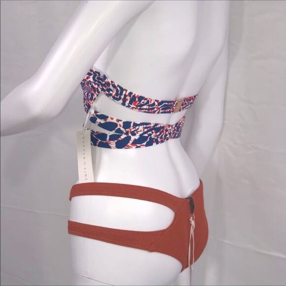 Kopper&Zink Wild Thing Strappy Halter Top & Rib Terracotta Side Strap Bottom SzM - Picture 4 of 16